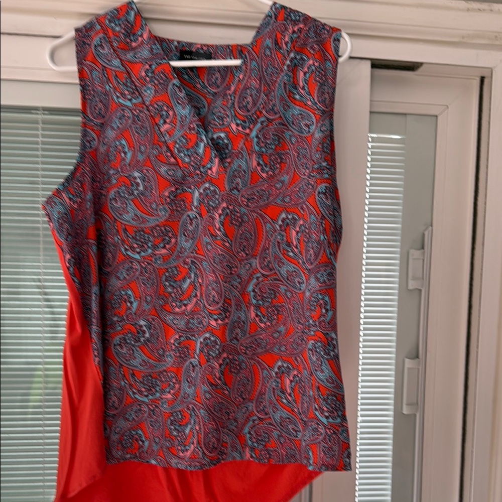 Paisley Sleeveless Top - Red and Blue